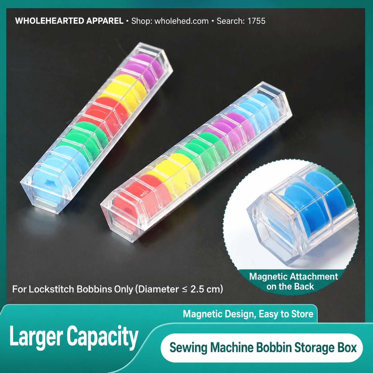 1755★ Bobinas de plástico coloridas para máquina de coser con estuche de almacenamiento para máquinas de puntada recta computarizadas
