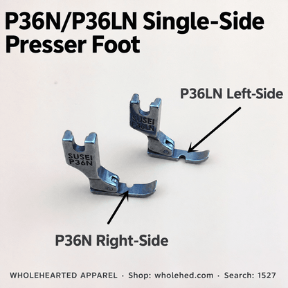 1527★ All-Steel Single-Side Zipper Presser Foot for Flatbed Sewing Machines, P36N Right-Side / P36LN Left-Side