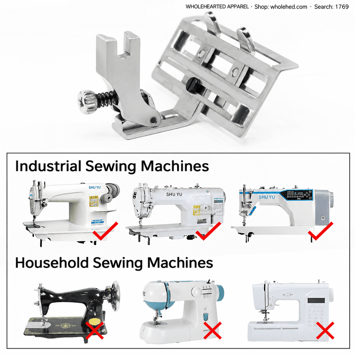1769★ 3-in-1 Adjustable Wide Tape Binding Presser Foot for Pleating, Gathering, Lace, Webbing and Neckline Binding.