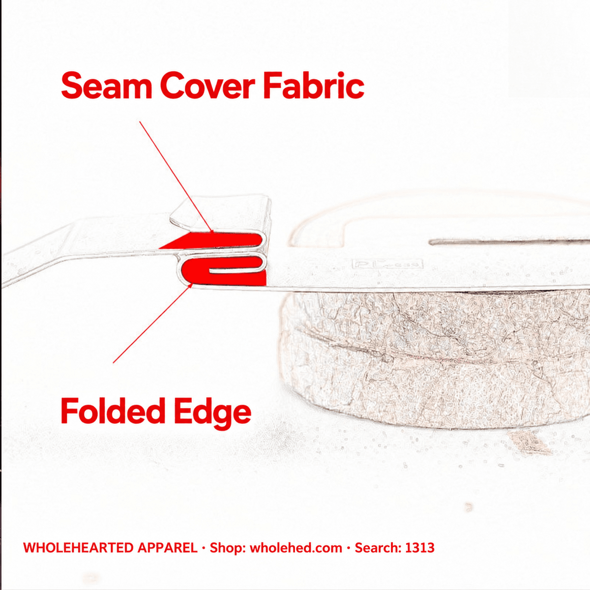 1313★ One-Pass Reverse-Side Seam Joining and Topstitching Folder with Lower-Layer Edge Folding for Industrial Sewing Machines