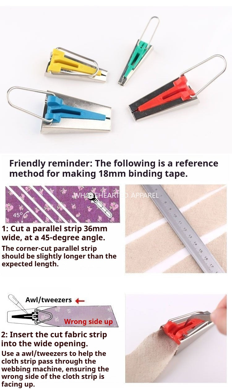 1045★ Herramientas de patchwork de alta calidad, máquinas para hacer cintas, dispositivos para dobladillos, dispositivos para dobladillos manuales de bricolaje, dispositivos para dobladillos de 6-25 mm★