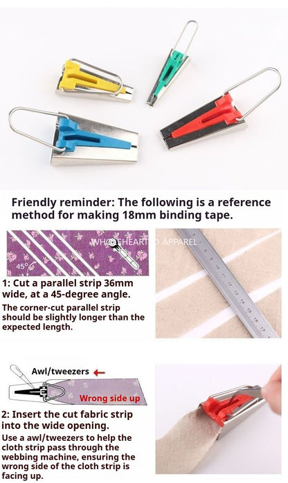 1045★ Herramientas de patchwork de alta calidad, máquinas para hacer cintas, dispositivos para dobladillos, dispositivos para dobladillos manuales de bricolaje, dispositivos para dobladillos de 6-25 mm★
