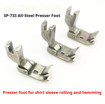 1317★ Prensatelas para máquina de coser de acero SP-733, prensatelas con dobladillo enrollado para camisas, prensatelas con borde doblado y engarzado especial★
