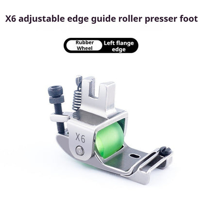 1742★ Adjustable Hemming Roller Presser Foot with Left and Right Edge Guide for X6 Flat-Bed Sewing Machine, for Hemming, Binding, and Topstitching Accessory★