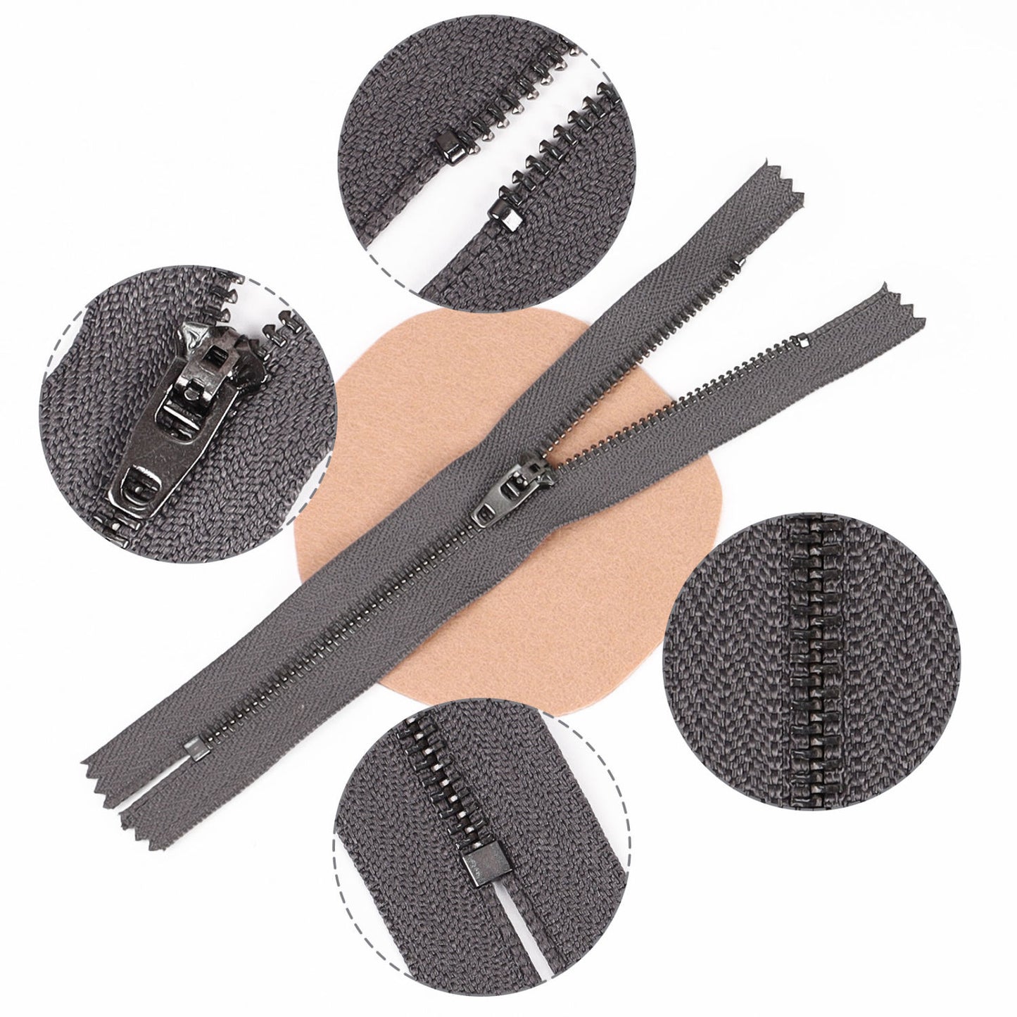 3086  Zipper No. 4 acrylic copper closed tail spring head work code U-shaped stop gun color tooth black nickel color multi-color cloth edge