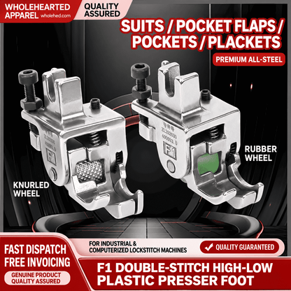 1168★ Multifunction Roller Double-Line Presser Foot with High-Low Edge Guide for Pocket Stitching.
