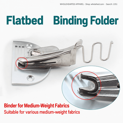 1351★ 4-Fold Edge Binding Folder with Presser Foot for Industrial Flatbed Sewing Machines