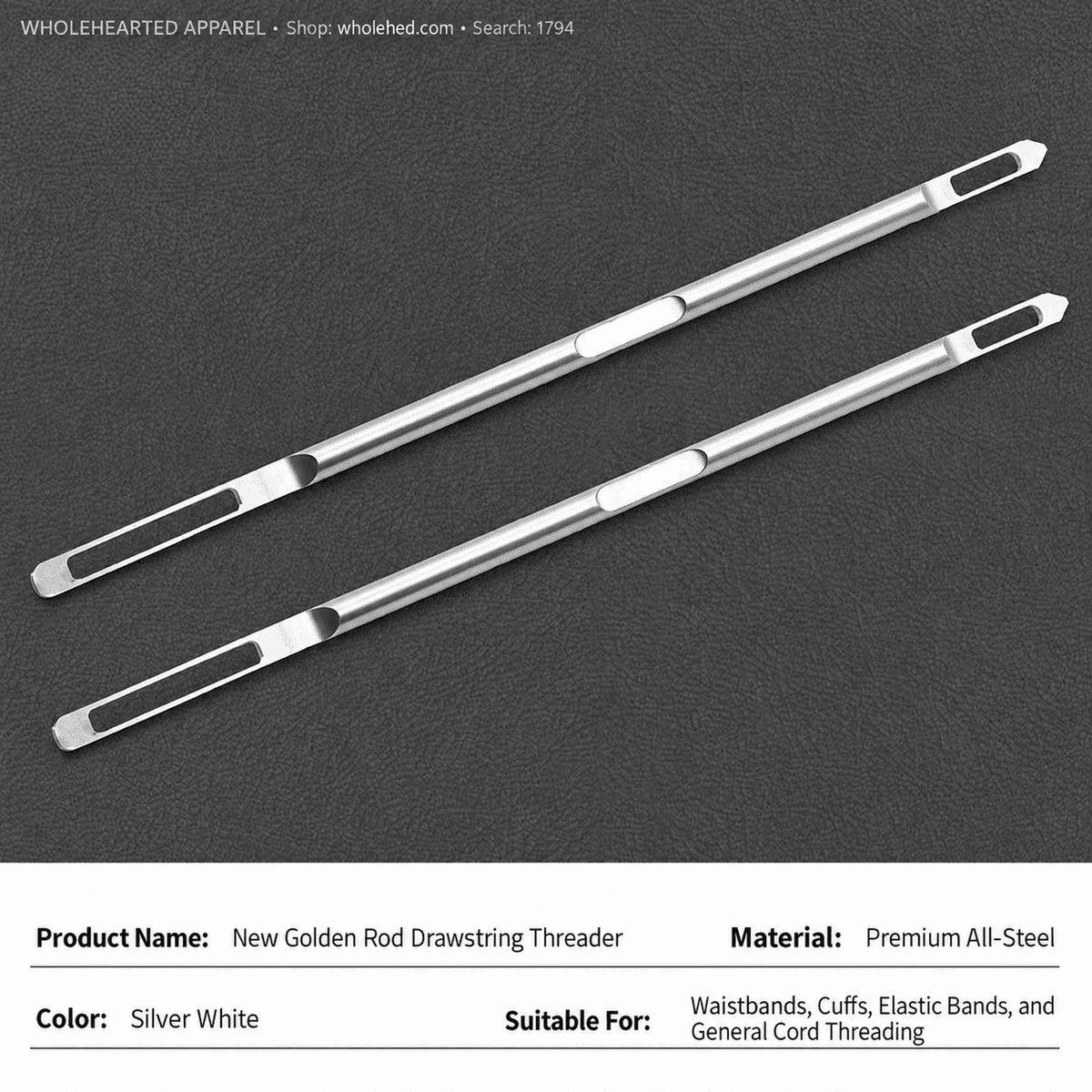 1794★ Stainless Steel Cord Threader for Elastic Waistbands, Webbing, Lace, and Eyelets.
