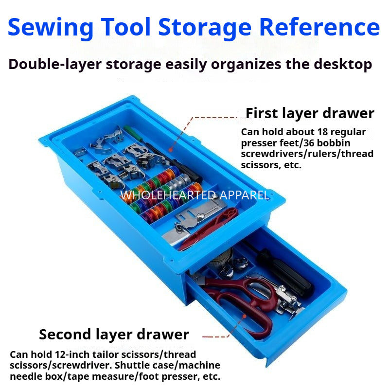1727★  Sewing machine universal double-layer large-capacity storage drawer box presser foot scissors screwdriver widened storage sewing accessories★
