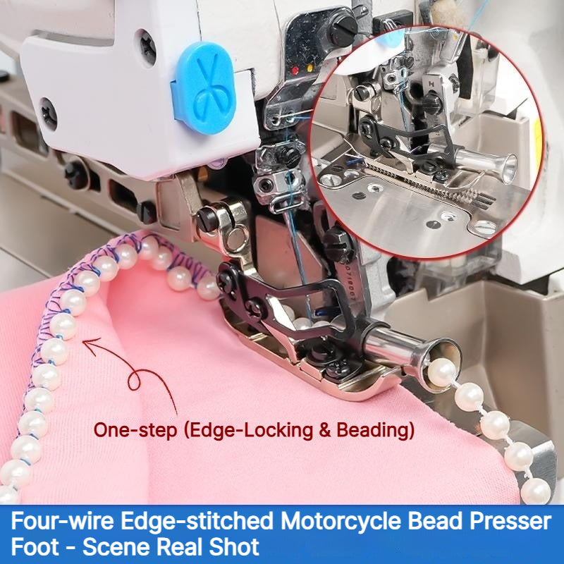1909★ Four-Thread Overlock Beading Presser Foot, 6mm/8mm, Smooth Bead Sewing★