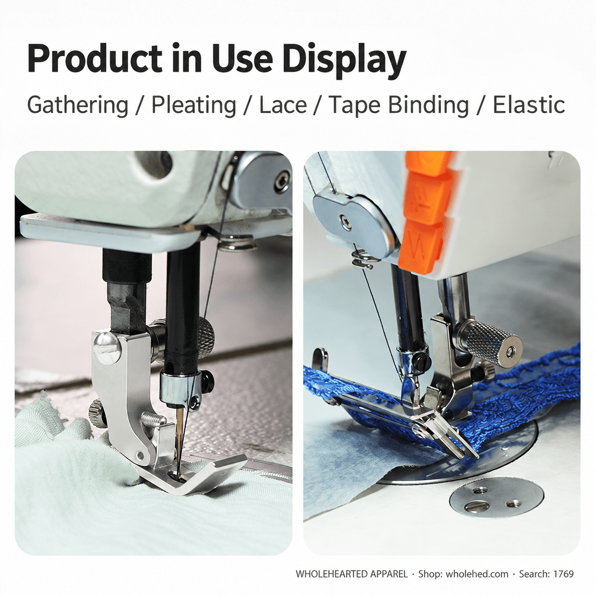 1769★ 3-in-1 Adjustable Wide Tape Binding Presser Foot for Pleating, Gathering, Lace, Webbing and Neckline Binding.