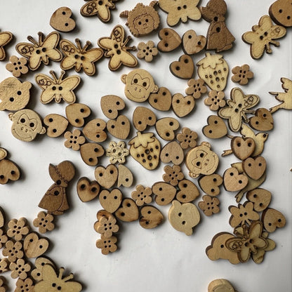 3049  Button children's handmade wood cartoon DIY button DIY wooden color cute sweater decorative material