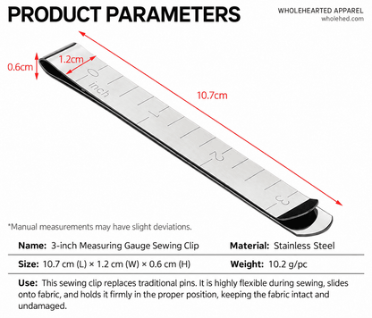 1663★ Metal Sewing Hemming Clip Sewing Clip 3 Inch Measuring Ruler Quilting Clip Fixed Ruler DIY Sewing Fixed Marker.