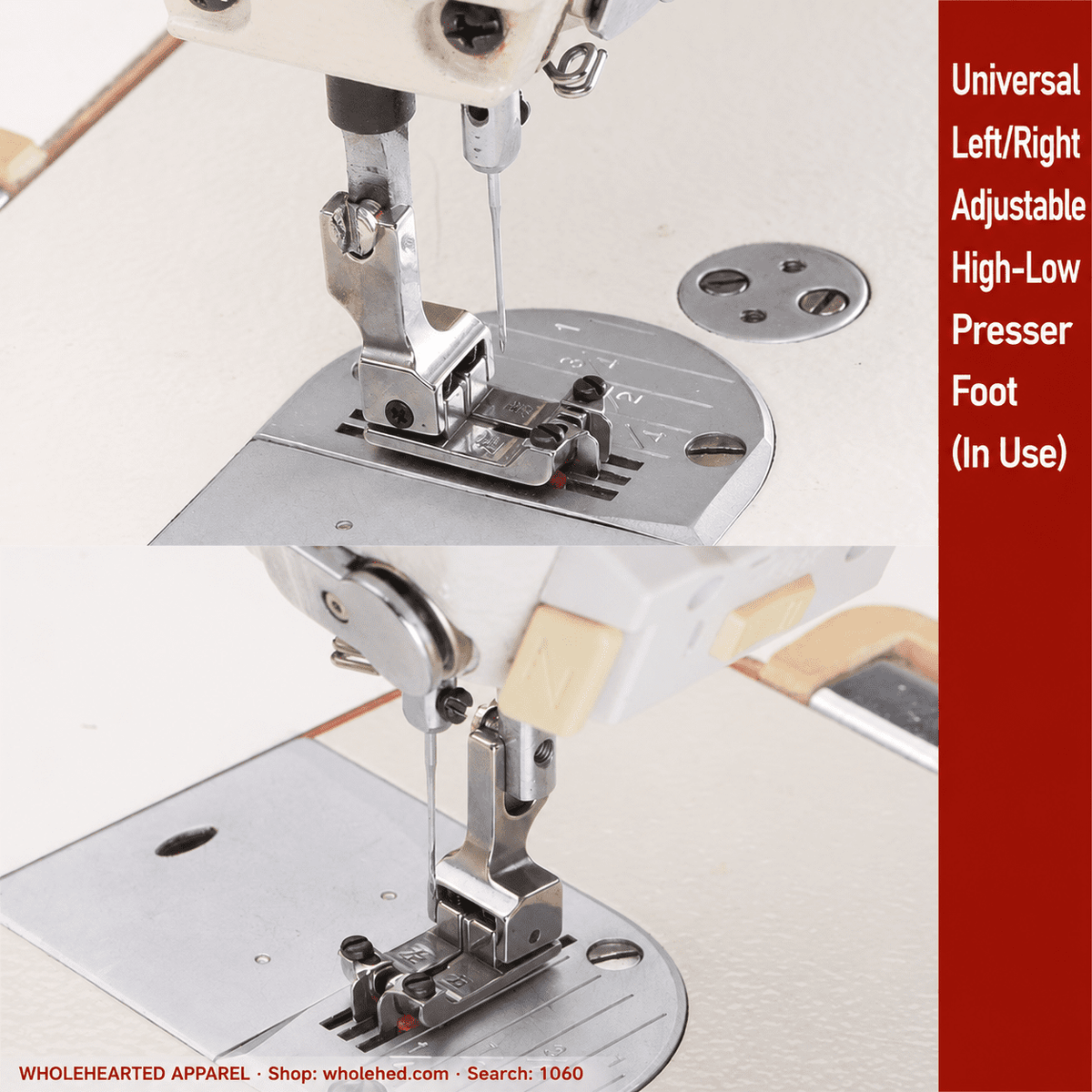 1060★ New Adjustable Left/Right High-Low Presser Foot with Edge Guide for Computerized Lockstitch Sewing Machines.