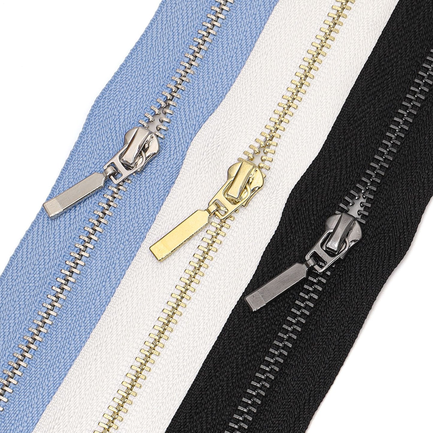 3099  Zipper No. 3 metal slider horseshoe head platinum light gold gun color ribbon lock luggage clothing zipper can be factory direct sales