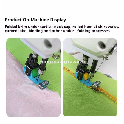 1885★ Adjustable Teflon Roller Presser Foot for Sewing Machines, Downward Folding Edge Guide and Hemming Attachment★