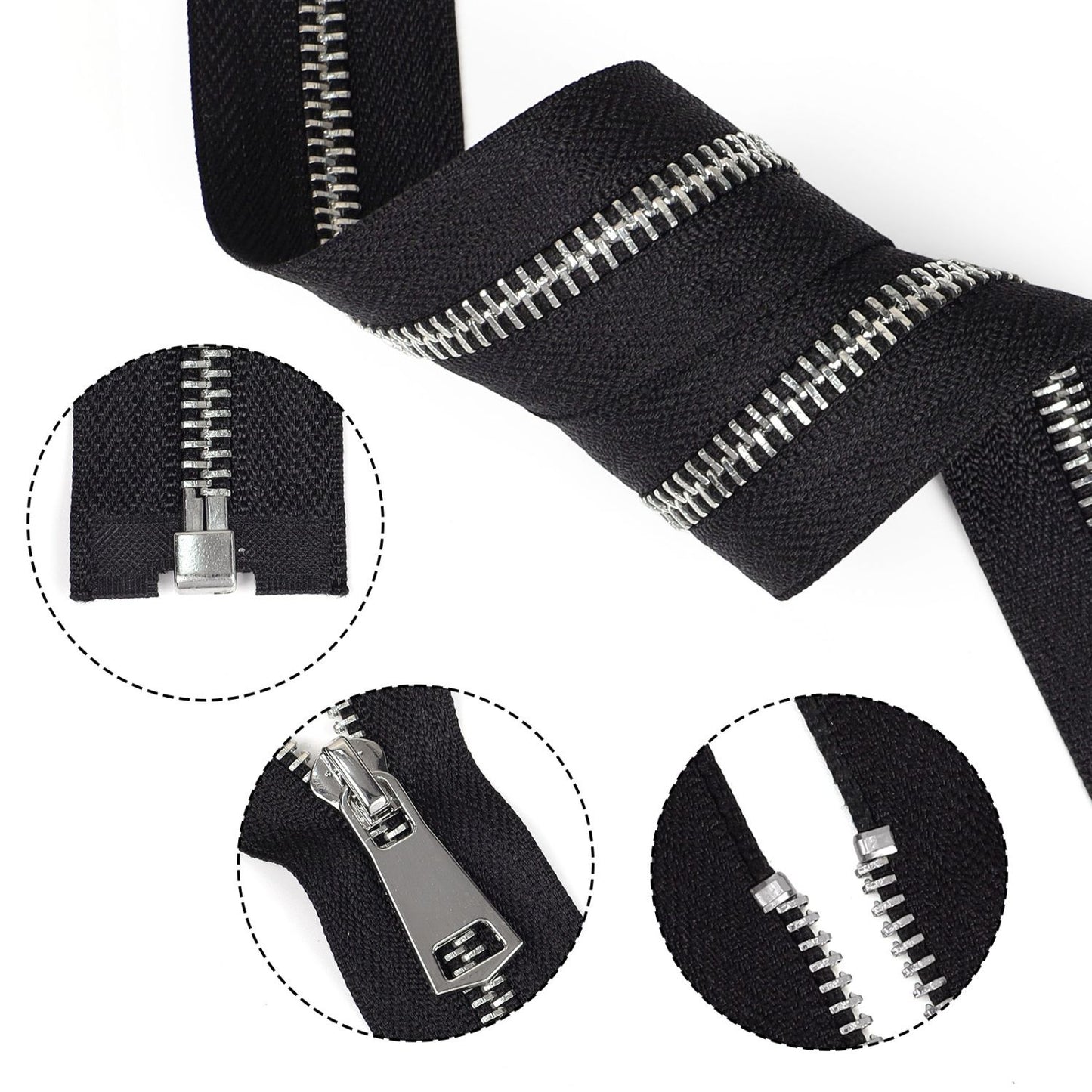 3113  Zipper No. 5 platinum open tail hanging plated No. 8 piece sealing glaze slider silver tooth multi-color cloth edge clothing bags are available.