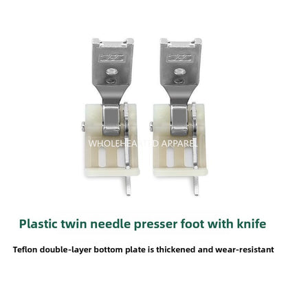 1690★  Smart foot MT260 double needle car right with knife presser foot 1/4 needle distance Teflon plastic stop edge presser foot 0.10.2 stop