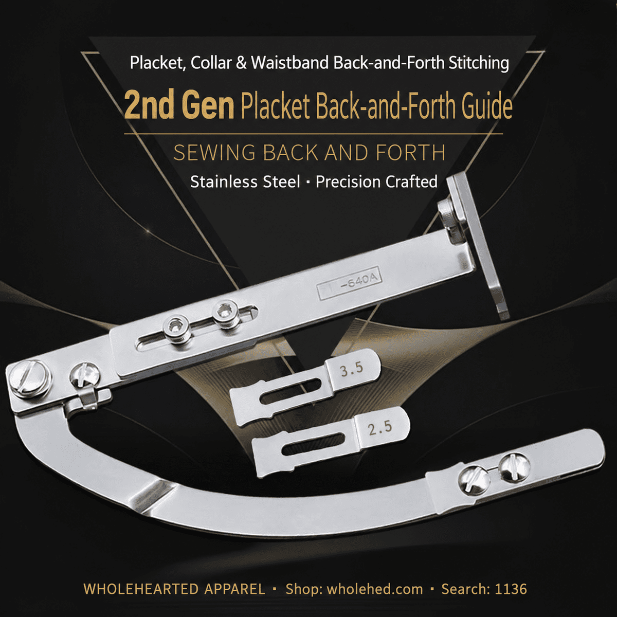 1136★ Industrial Flatbed Sewing Machine Edge-Stitching Guide for Plackets and Waistbands