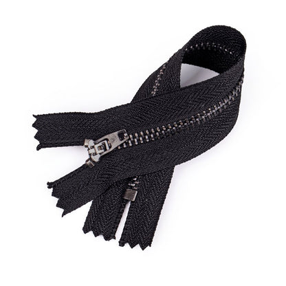 3101  Zipper No. 3 gun color metal closed tail spring head work code gun color tooth black nickel color ribbon lock