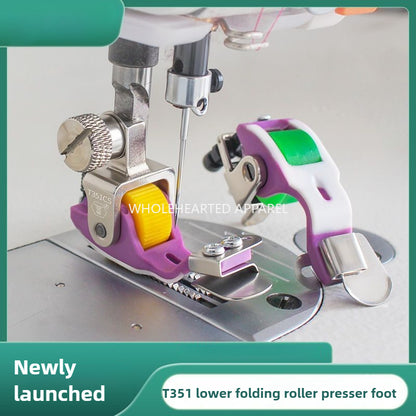 1707★T351 Adjustable Teflon Roller Presser Foot for Edge Folding★