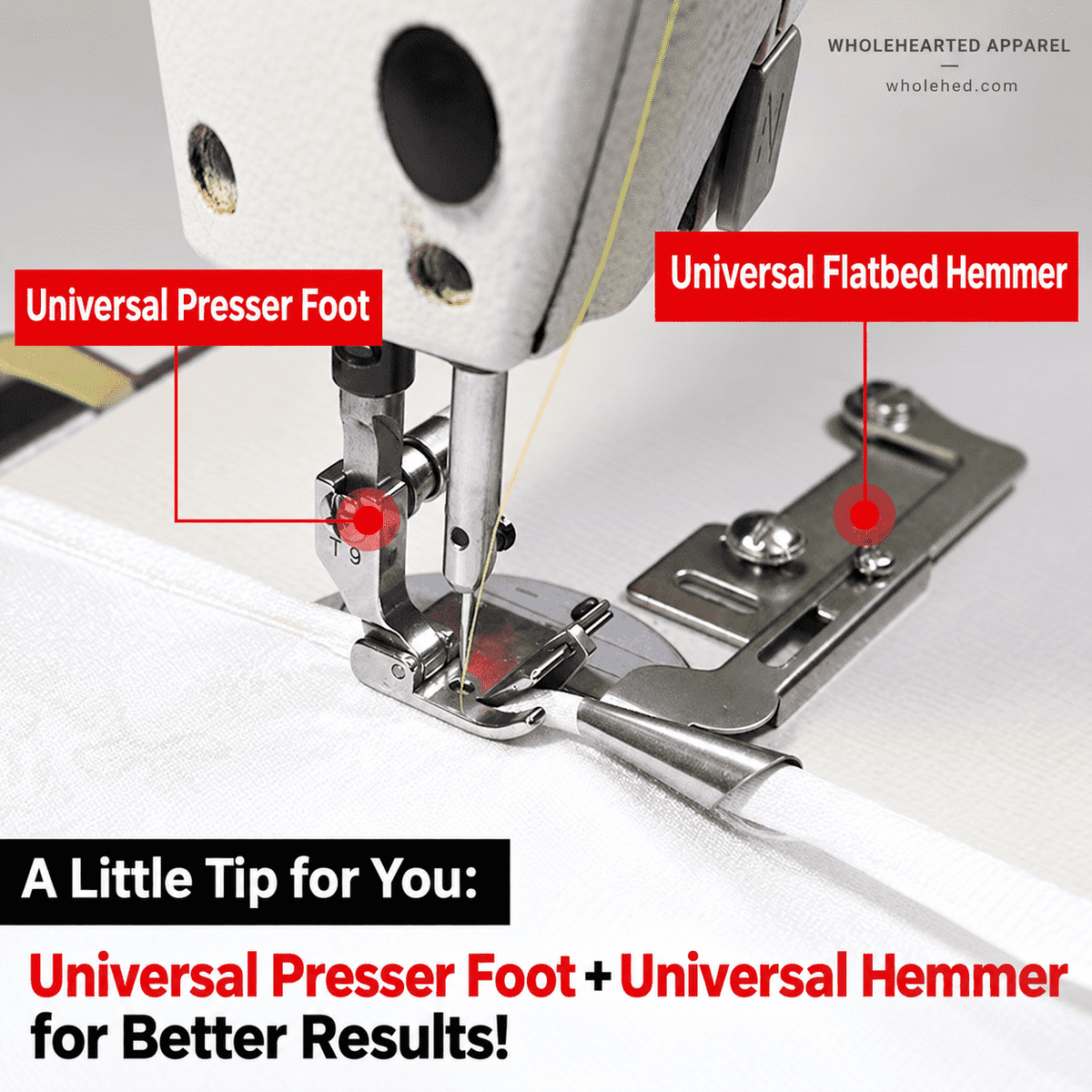 1691★ Adjustable Hemming Attachment for Flatbed Sewing Machine No Needle Plate Replacement with Hemming Presser Foot.