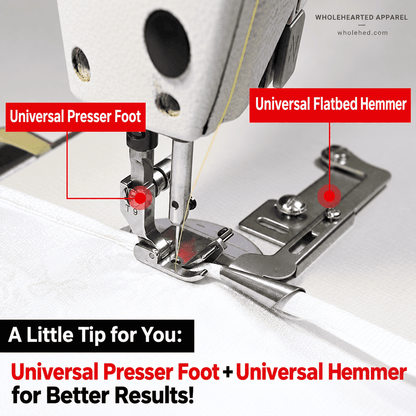 1691★ Adjustable Hemming Attachment for Flatbed Sewing Machine No Needle Plate Replacement with Hemming Presser Foot.