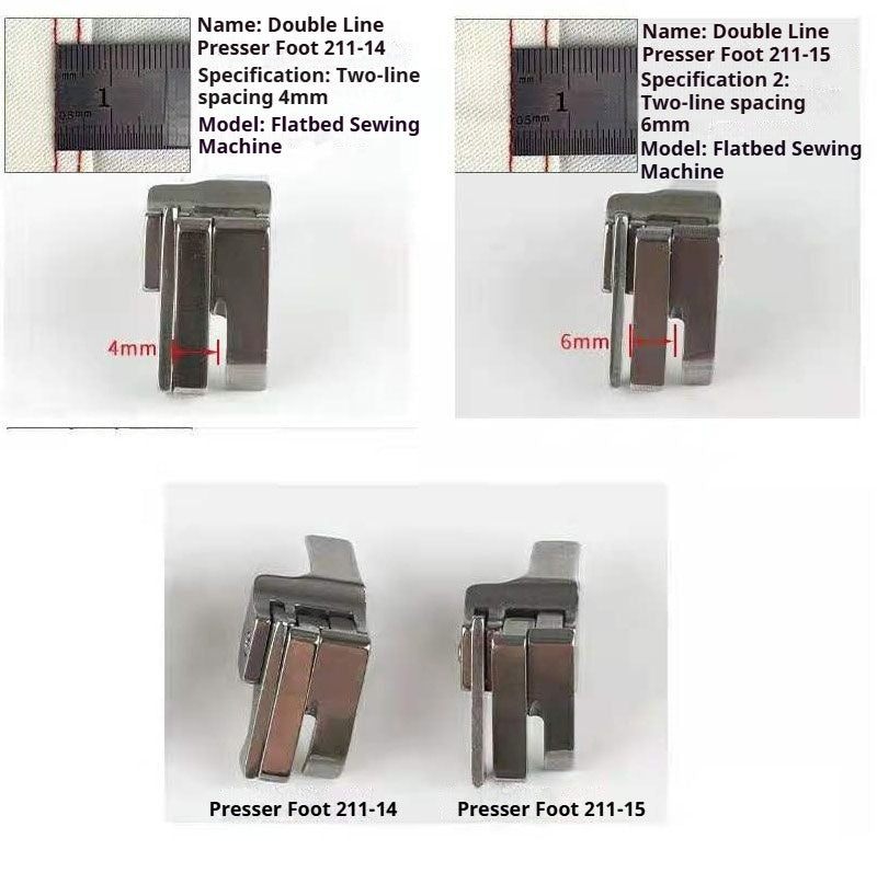 1547★ Accessoires pour machines à coudre, pied presseur plat double usage haute et basse, pied presseur multifonctionnel à double ligne avec arrêt de coupe et de pression sur la ligne ouverte★