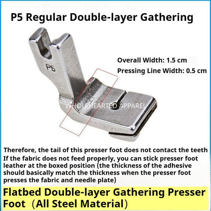1125★  Sewing machine shrink and fold patchwork presser foot computer flat car wrinkle pumping wrinkle pleated P5W two-layer seam upper flat and lower wrinkle★
