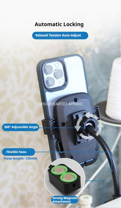 1035★  360-degree strong magnetic mobile phone holder, multi-functional magnetic shooting live broadcast mobile phone holder, sewing machine mobile phone holder★