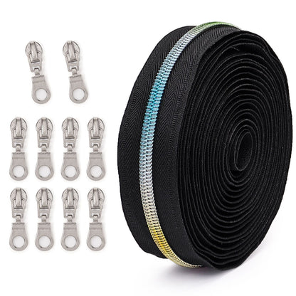 3097  Zipper No. 5 is wearing colorful teeth nylon set, bags and accessories can be used for 4.5 meters + 10 Jitong heads = 1 pack.