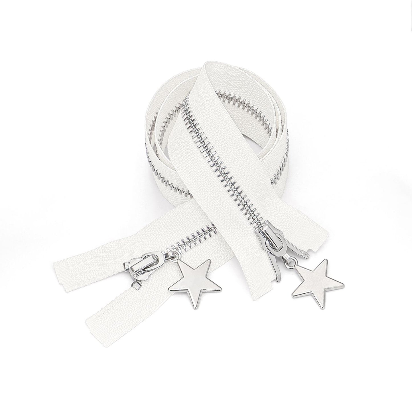 3088  Zipper No. 5 platinum open tail pentagram zipper piece jacket placket zipper double pull head down bright silver teeth