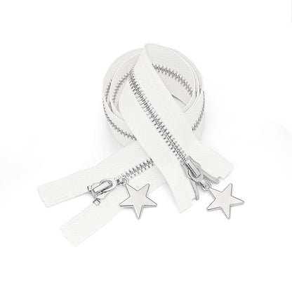 3088  Zipper No. 5 platinum open tail pentagram zipper piece jacket placket zipper double pull head down bright silver teeth