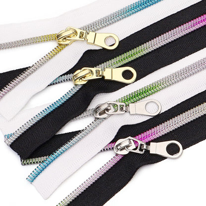 3097  Zipper No. 5 is wearing colorful teeth nylon set, bags and accessories can be used for 4.5 meters + 10 Jitong heads = 1 pack.