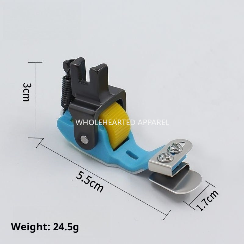 1885★ Adjustable Teflon Roller Presser Foot for Sewing Machines, Downward Folding Edge Guide and Hemming Attachment★