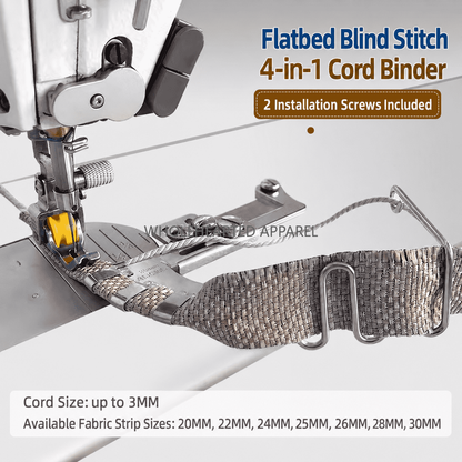 1025★ New Arrivals 2 | More Options | 4-in-1 Cord Piping Binder Attachment for Duvet Covers, Pillowcases and Cotton Cord Sewing, Industrial Sewing Machine Accessory.
