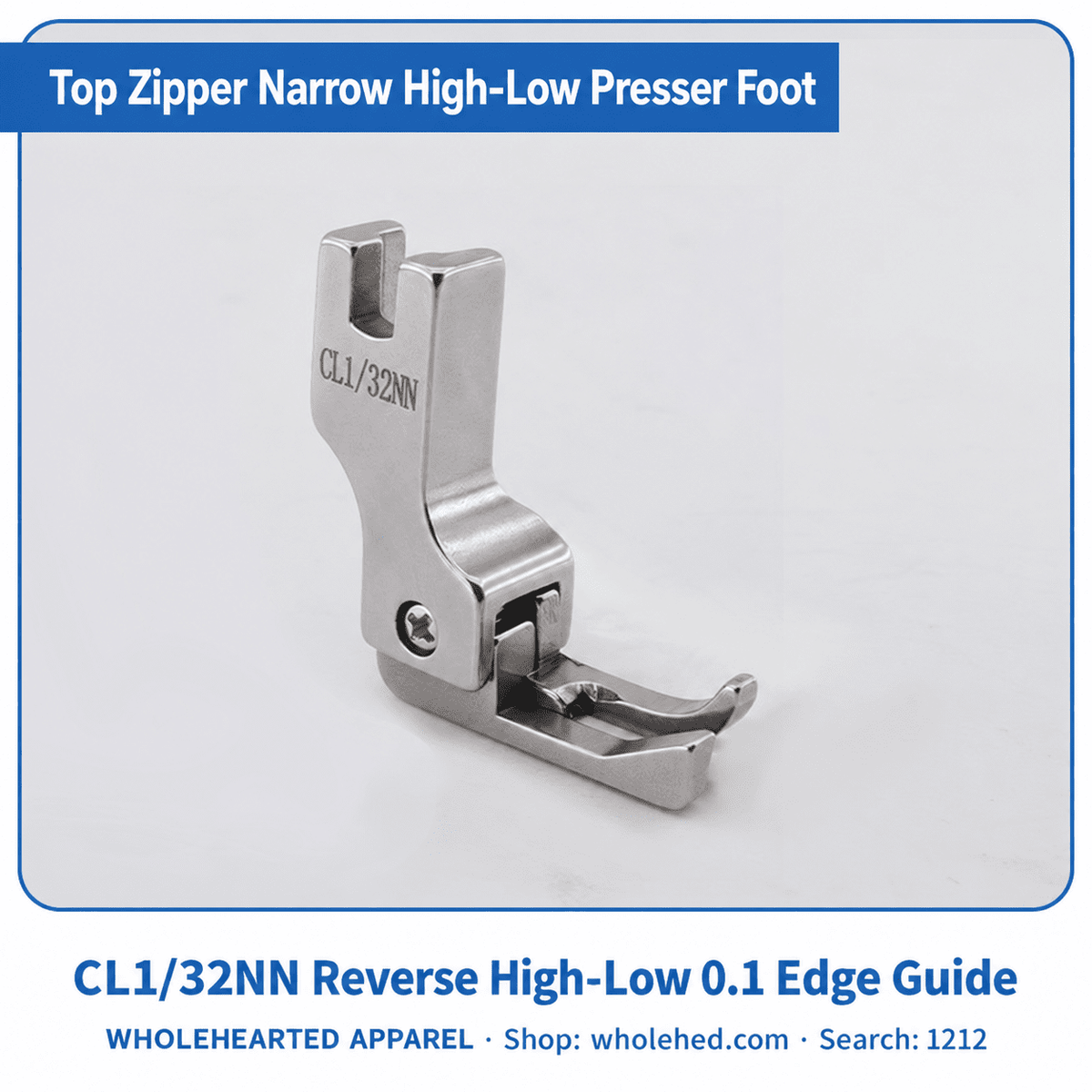 1212★ New Arrivals 2 | More Options | Narrow High-Low Zipper Presser Foot for Industrial Lockstitch Sewing Machines, 0.1/0.2 cm Edge Stitching