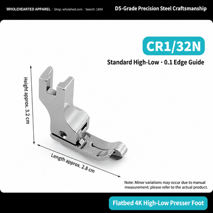 1894★ All-Steel High-Low Presser Foot for Straight-Stitch Sewing Machines, Left/Right 0.1/0.2 cm Edge Topstitching, Shirt Collars, Old Style