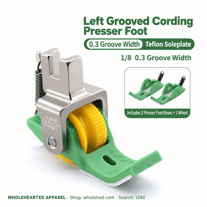 1680★ Teflon Grooved Cording Roller Presser Foot for Flatbed Sewing Machines, Cord Piping and Sewing Accessories.
