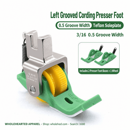1680★ Teflon Grooved Cording Roller Presser Foot for Flatbed Sewing Machines, Cord Piping and Sewing Accessories.