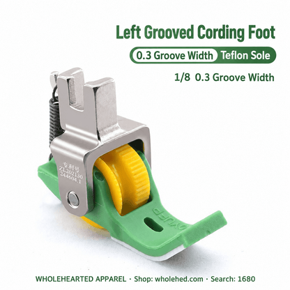 1680★ Teflon Grooved Cording Roller Presser Foot for Flatbed Sewing Machines, Cord Piping and Sewing Accessories.