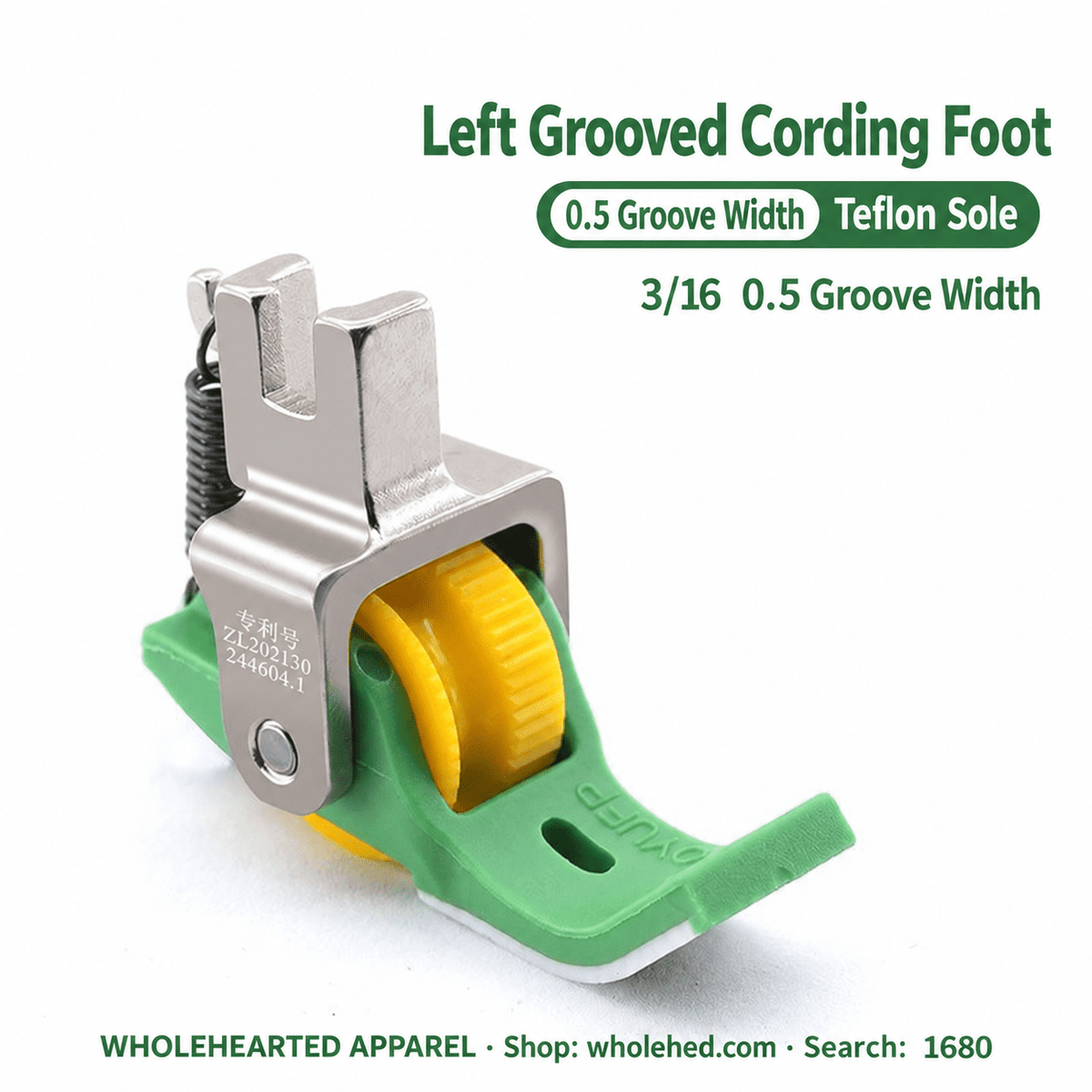 1680★ Teflon Grooved Cording Roller Presser Foot for Flatbed Sewing Machines, Cord Piping and Sewing Accessories.