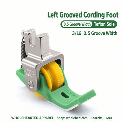 1680★ Teflon Grooved Cording Roller Presser Foot for Flatbed Sewing Machines, Cord Piping and Sewing Accessories.
