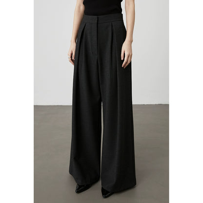 [Silhouette trousers] CAREMIND iron-free design wide-leg trousers loose and thin straight drop suit pants autumn