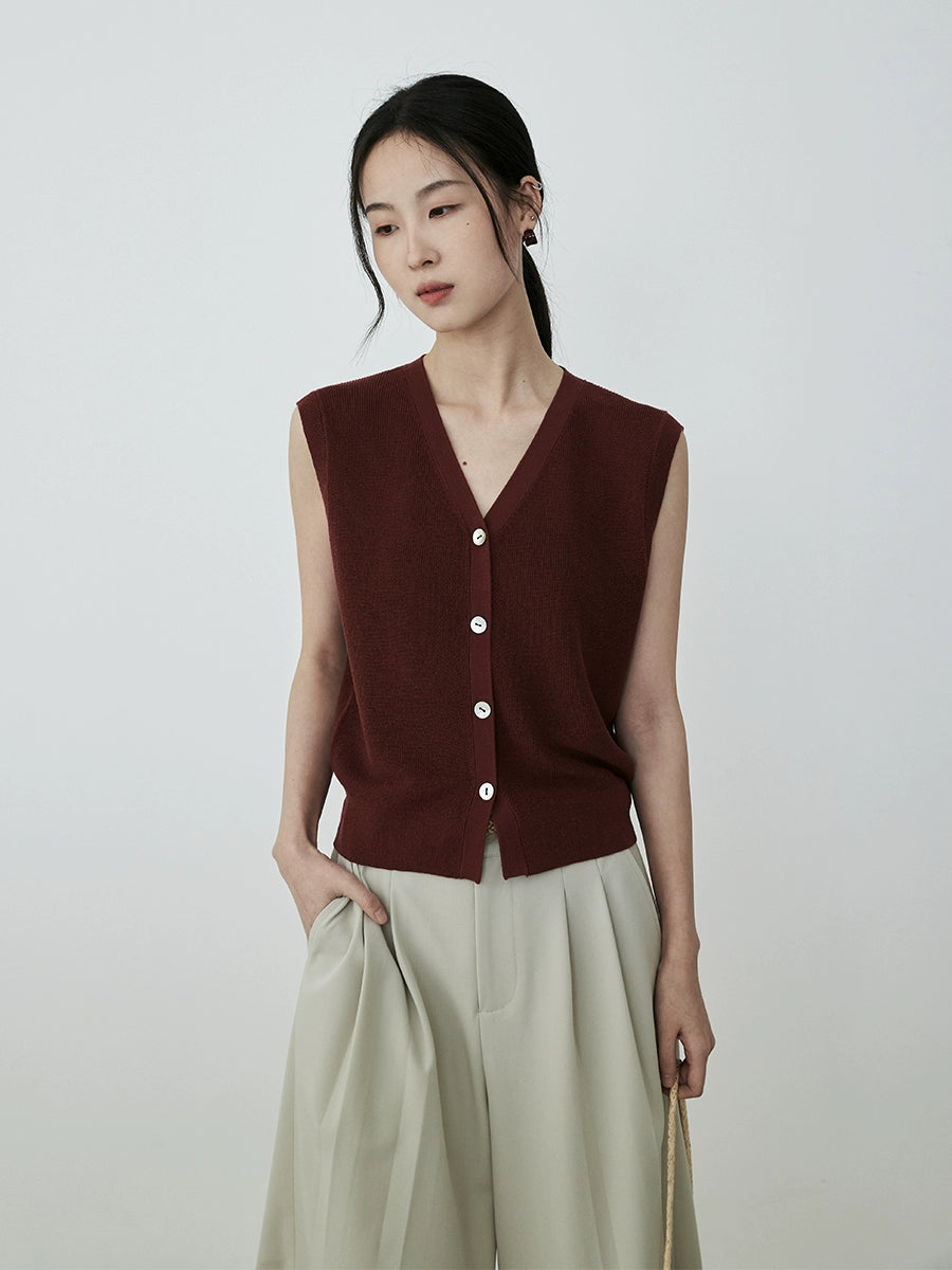 [Summer Partner] CAREMIND four-color sleeveless V-neck breathable knitted vest, thin outer wear vest