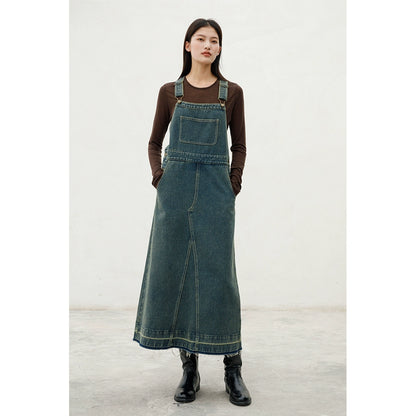 [Offre spéciale à durée limitée] Jupe à bretelles en jean rétro au design original, nouvelle jupe fine à extrémités fendues, petite, moyenne et longue