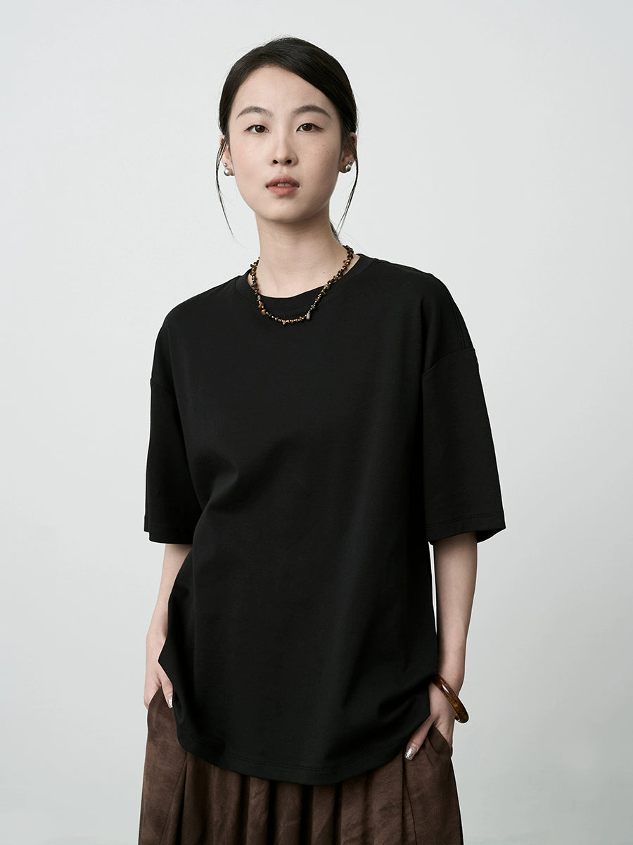 CAREMIND2024 nueva blusa básica de manga corta, holgada y fina, de seis colores, con cuello redondo y mangas cortas para mujer 