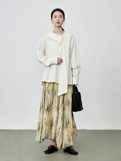 Falda de pintura al óleo de género artístico CAREMIND, falda irregular, diseño de nicho, falda plisada 