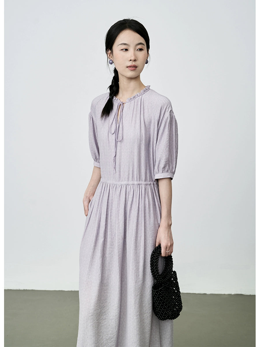 Vestido francés suave con escote en V y borde en forma de hongo de CAREMIND, ajustado, de estilo medio 