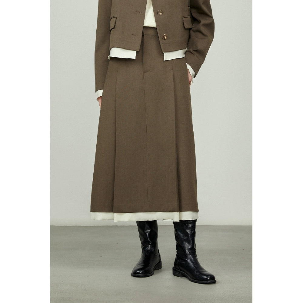 [Offre spéciale à durée limitée] Costume de banlieue à épissure de couleur contrastée, veste courte de costume + jupe en un mot, un ensemble complet de vêtements de printemps.